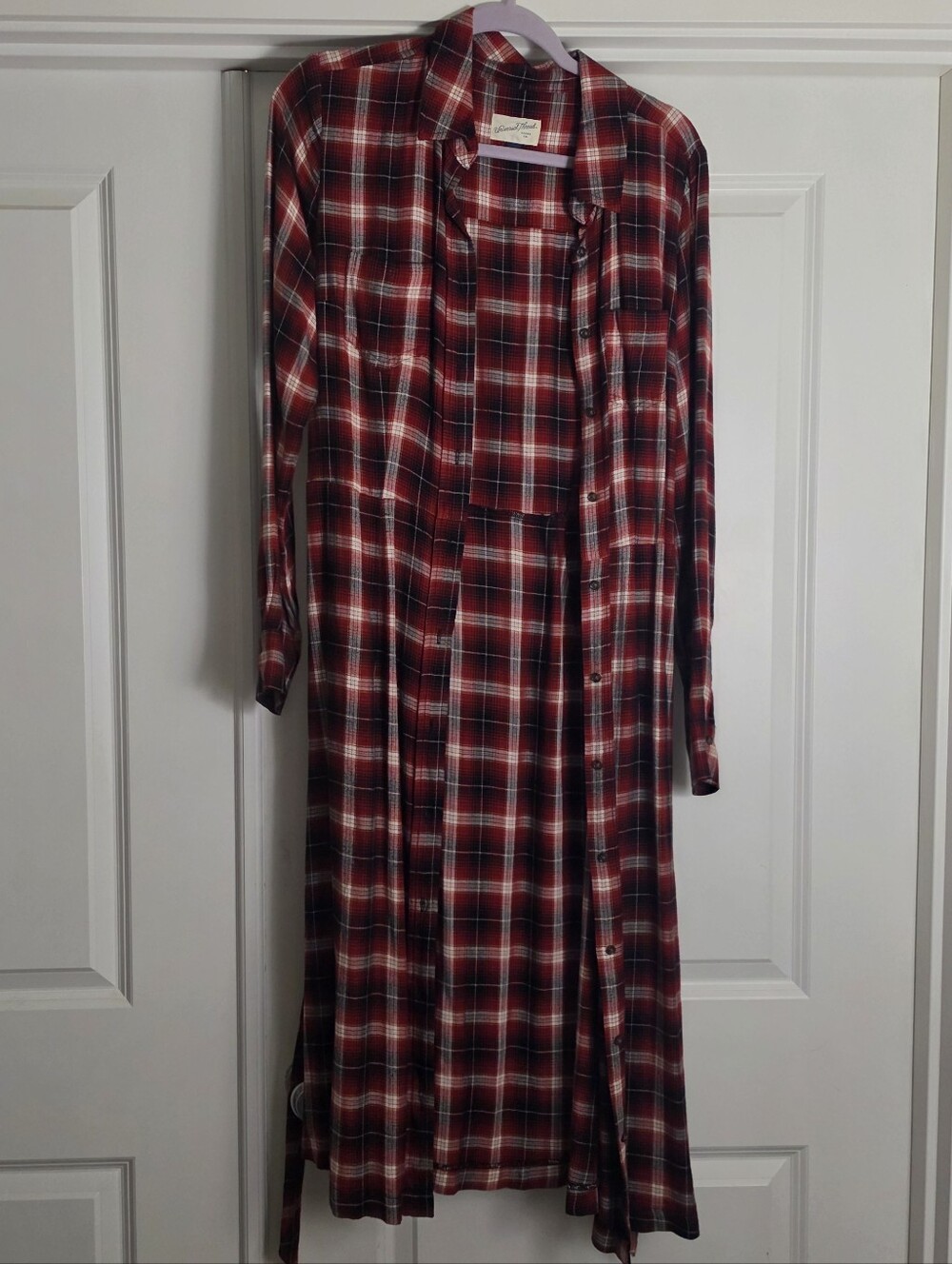 Plaid Button-Front Maxi Dress in Red - Universal Thread